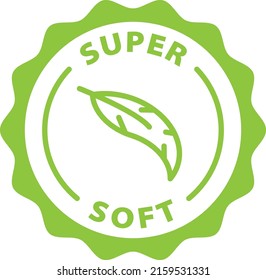 super soft green stamp outline badge icon label isolated rounded vector on transparent background