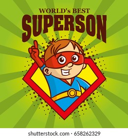 Super son Logo Cartoon Charakter Superheld Vector Illustration T-Shirt