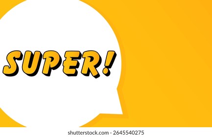 Super speech bubble. Bold outline, comic style shape, vibrant background, dialog element, visual communication, announcement layout, message highlight, template for interaction.