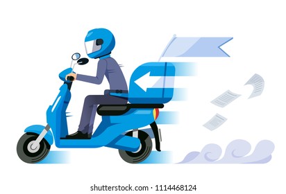 Super speed delivery everything service concept. Motorcycle staff have a quick shipment.