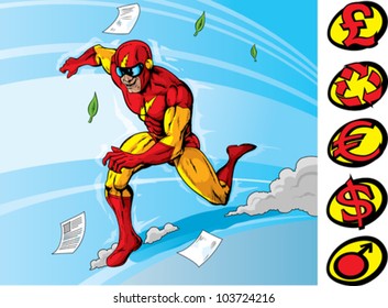 Super speedster. With vector, his symbol can be removed and you can use the ones on the side instead.