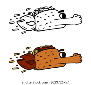Super spicy taco is a cute and funny cartoon character.