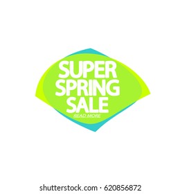 Super Spring Sale, speech bubble banner, element design template, app icon, vector illustration