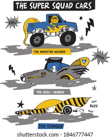 super squad cars print design.