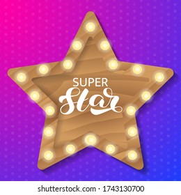 Grabado de pincel Super Star. Ilustración de material vectorial para tarjeta
