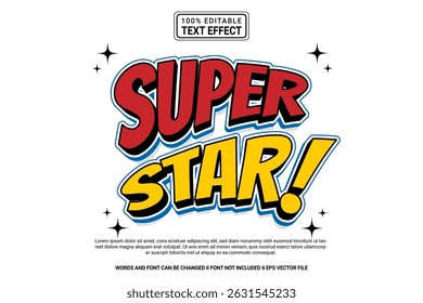 Super Star Editable Vector 3D Text Effect – Playful and Modern Typography Cartoon Style for Poster, Branding, Social Media