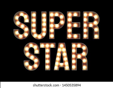 super star light bulbs text slogan illustration