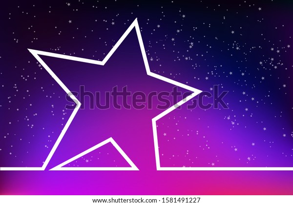 Super star on the background of space. Blank a\
large star on the background of the starry sky with beautiful\
romantic pink purple\
gradient