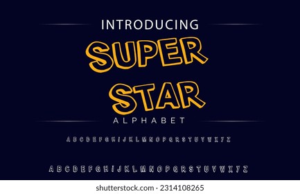 Super Star Playful style font design, childish alphabet letters and numbers vector illustration