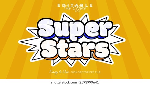 Super stars editable text style, comic text effect