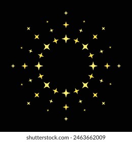 Super stars shine decoration half round flat illustration