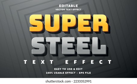 efecto de texto editable de súper acero con estilo moderno y simple, utilizable para el logotipo o el título de campaña