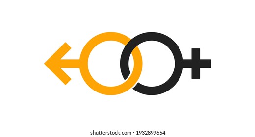 Super Straight Gender Icon Flat Vector Illustration. Thick Black and Orange Superstraight Sexual Orientation Logo. 