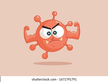 Super Strong Evil Virus Vector Cartoon. Infectious agent growing more powerful

