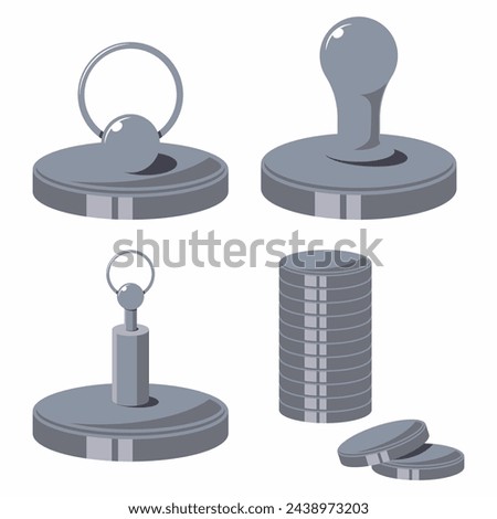 Super strong neodymium magnets vector cartoon set isolated on a white background.