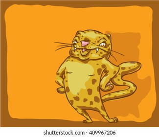 Super stylish cat in a cool attitude- style vector illustration isolated on orange background - Sign

