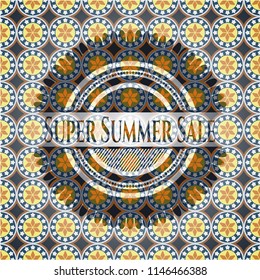 Super Summer Sale arabic style emblem. Arabesque decoration.