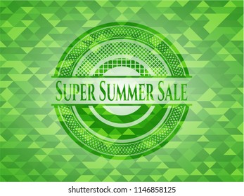 Super Summer Sale green emblem with mosaic background