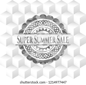 Super Summer Sale grey emblem with geometric cube white background