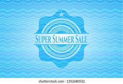 Super Summer Sale light blue water wave style badge.