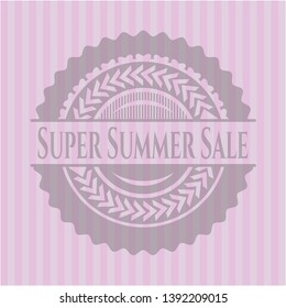 Super Summer Sale pink emblem. Vector Illustration. Detailed.