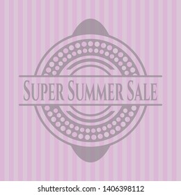 Super Summer Sale pink emblem. Vintage. Vector Illustration. Detailed.