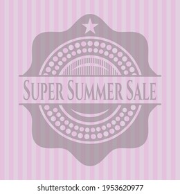 Super Summer Sale pink icon or emblem. Vector Illustration. 