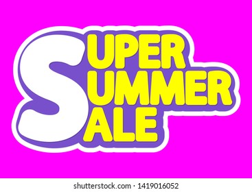 Super Summer Sale, poster design template, isolated sticker, vector illustration