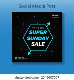 Oferta de venta de Súper domingo con plantilla de publicación en medios sociales