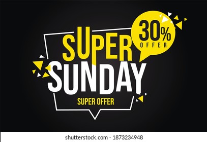 Super Sunday, Special offer banner vector, 30% offer promotional illustration 
