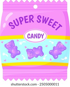 Super sweet bear candy. Jellybeans cartoon icon isolated on white background