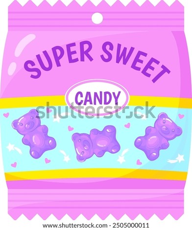 Super sweet bear candy. Jellybeans cartoon icon isolated on white background