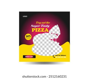 Super tasty pizza social media post design template