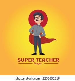 Super teacher vector mascot logo template. 