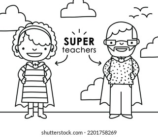 Super-LehrerInnen mit Kap-Vektorgrafik