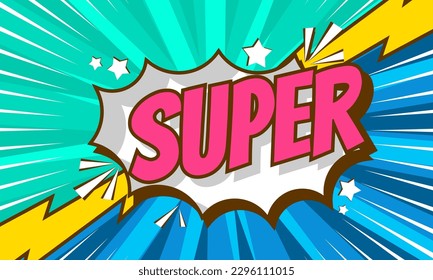 super text in comic pop art style