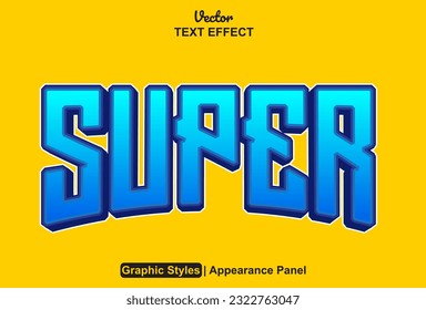 super text effect with blue color graphic style editable