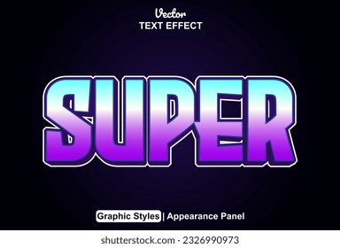 super text effect with blue color graphic style editable