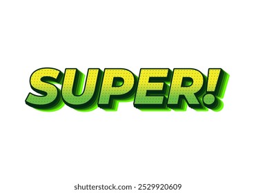Super. Texteffekt-Design im bunten Stil mit 3D-Look
