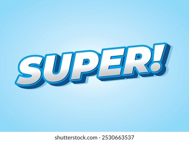 Super. Diseño de efecto de texto en estilo colorido con aspecto 3D