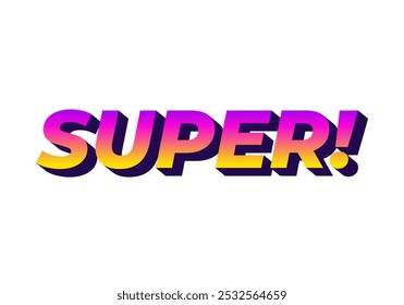 Super. Texteffekt-Design im bunten Stil mit 3D-Look