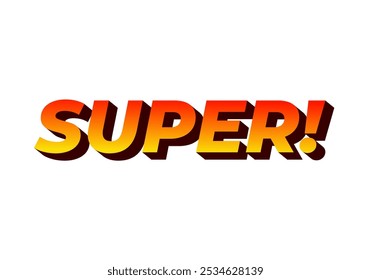 Super. Diseño de efecto de texto en estilo colorido con aspecto 3D