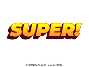 Super. Diseño de efecto de texto en estilo colorido con aspecto 3D