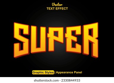 super text effect with orange color graphic style editable