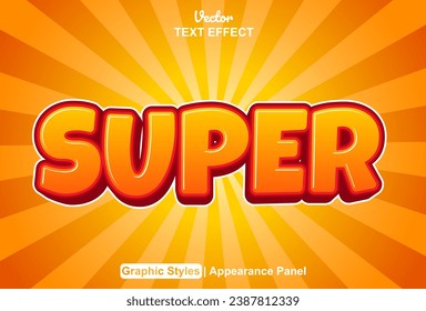 Super text effect with sensational orange color style and editable