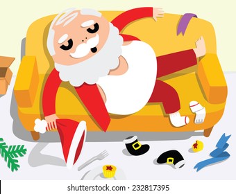 Super Tired Santa Relaxing After Christmas