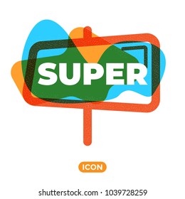 Super typography design with abstract flowing shapes isolated on white background. Vector illustration. Colorful trendy element for business event