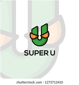 super u logo design vector template