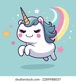 Super Unicorn Flying Kawaii Cartoon 