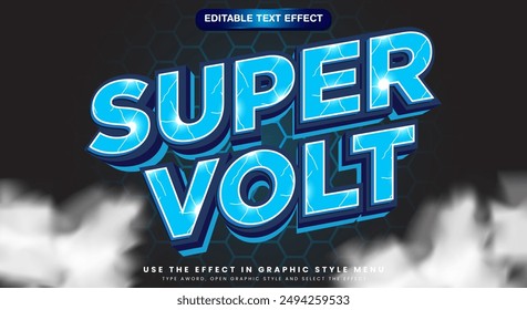 Super Volt 3D editable text effect template with thunder pattern